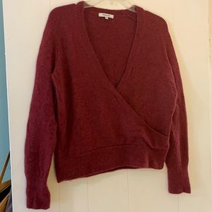Madewell Burgundy Split-front Pullover Sweater